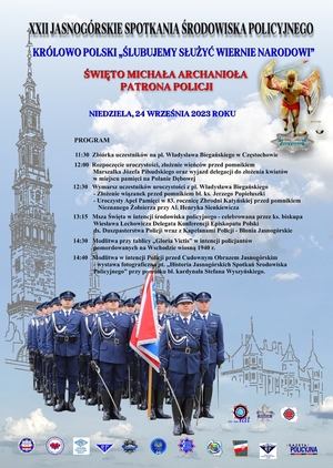plakat z programem spotkania jasnogórskiego dla policjantów.