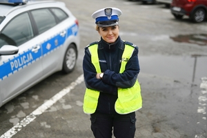 Policjantka z ruchu drogowego.