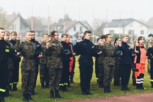 Klasa mundurowa podczas ślubowania.