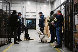 Policjanci wraz z funkcjonariuszami Krajowej Administracji Skarbowej.