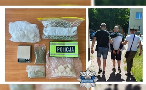 Policjanci z zatrzymanym.