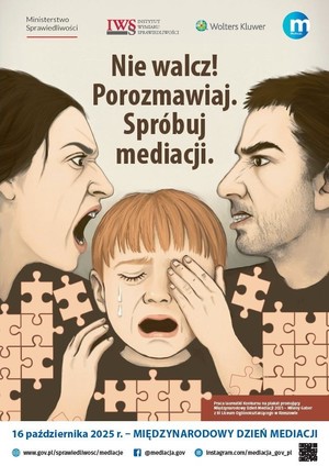 Plakat akcji dotyczącej mediacji.