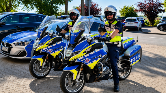 Policjanci na motocyklach.